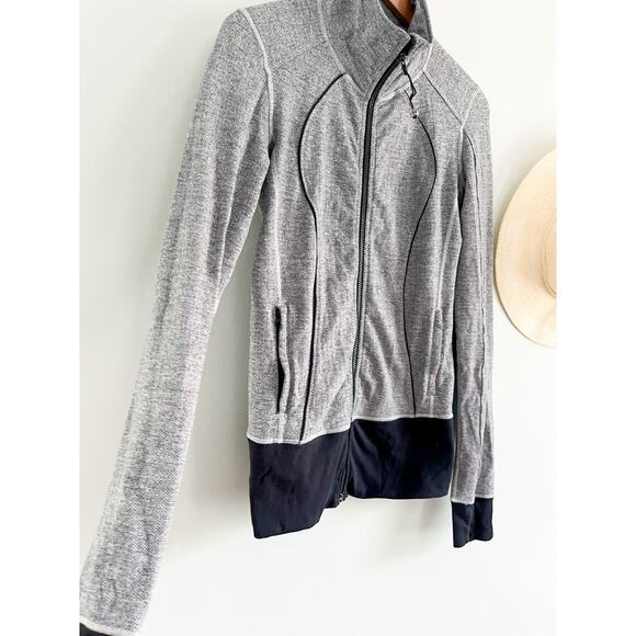 Lululemon | Nice Asana Jacket | Herringbone Black Gray | Sz 6 - Picture 3 of 11